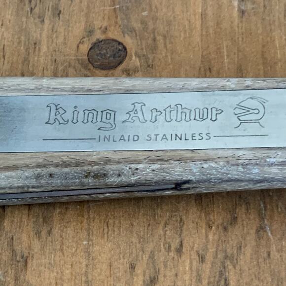 King Arthur Vernco Ice Cream Scoop Vtg Inlaid Stainless Steel Wood Handle - Picture 4 of 10